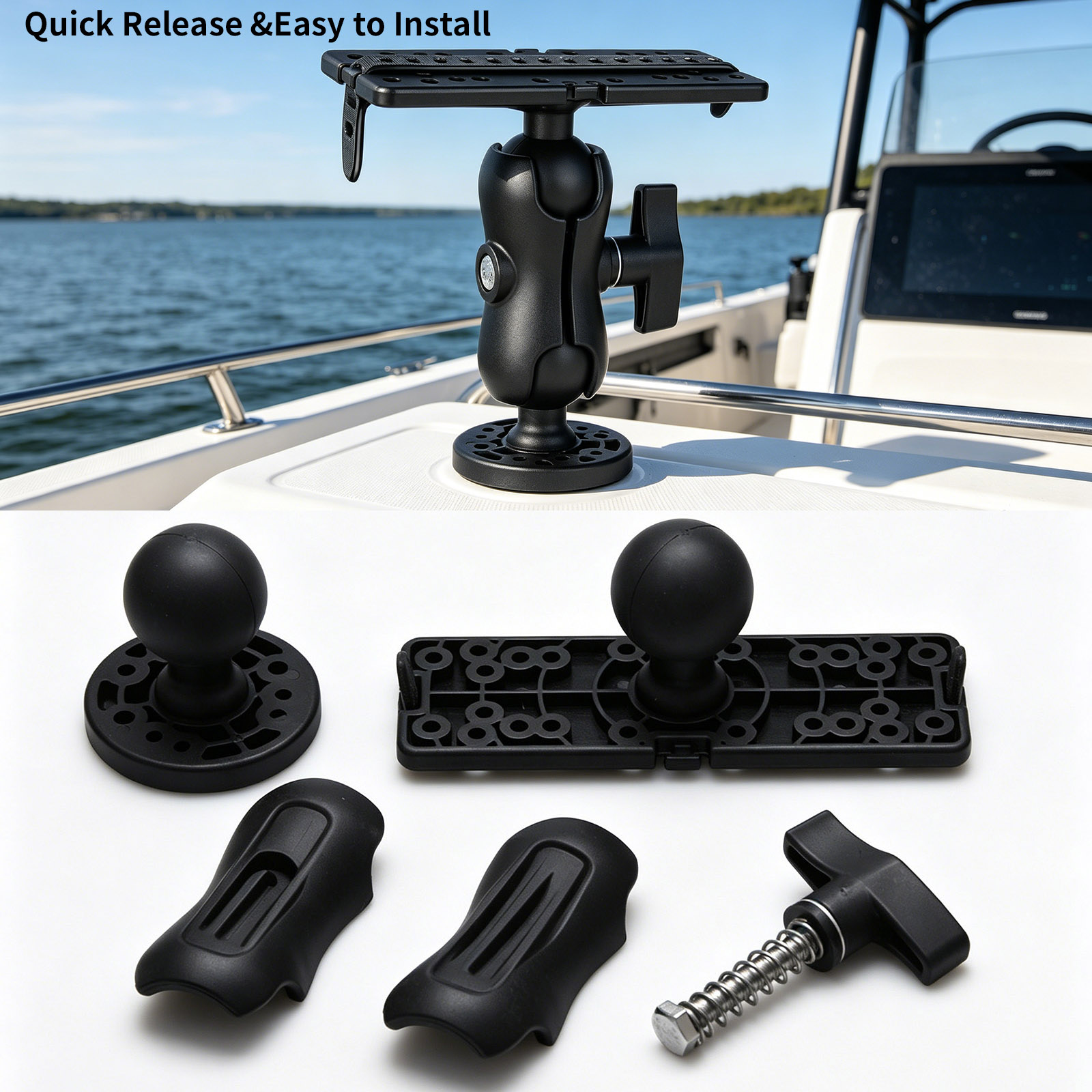 Fish Finder Mount - 360 ° Verstelbare Fishfinder-beugel met dubbele